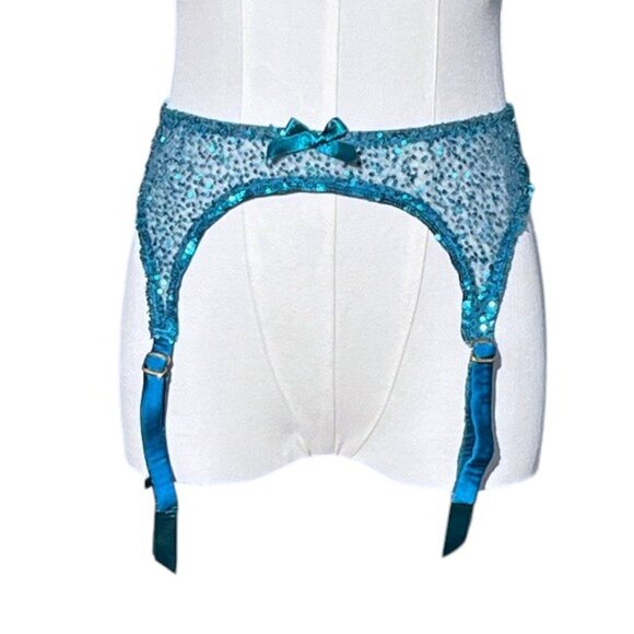 Agent Provocateur Soirée Czarinah Blue Sequin Suspender Garter - Picture 4 of 12